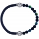Apollon - Collection MiX - bracelet combinable cuir italien gris - 10,25cm + agate teintée verte - pierre de lave 6mm - 10,75cm