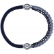 Apollon - Collection MiX - bracelet combinable cuir italien gris - 10,25cm + chaines 2 tons noir et blancs - 10,25cm