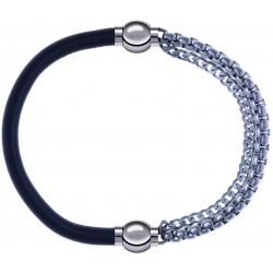 Apollon - Collection MiX - bracelet combinable cuir italien gris - 10,25cm + chaines - 10,25cm