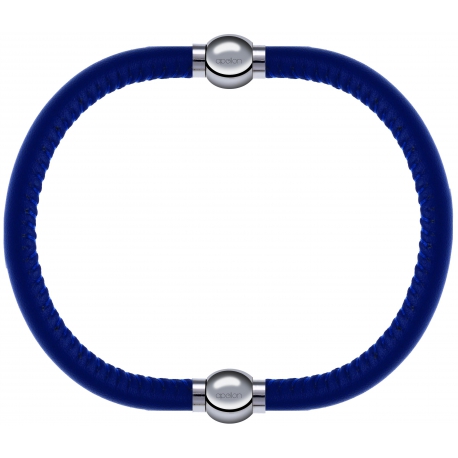 Apollon - Collection MiX - bracelet combinable cuir italien bleu - 10,25cm + cuir italien bleu - 10,25cm