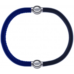 Apollon - Collection MiX - bracelet combinable cuir italien bleu - 10,25cm + cuir italien gris - 10,25cm