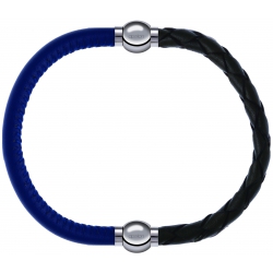 Apollon - Collection MiX - bracelet combinable cuir italien bleu - 10,25cm + cuir tressé italien vert - 10,5cm