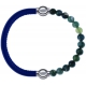 Apollon - Collection MiX - bracelet combinable cuir italien bleu - 10,25cm + agate verte mousse 6mm - 10,25cm