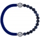 Apollon - Collection MiX - bracelet combinable cuir italien bleu - 10,25cm + labradorite 6mm - 10,25cm