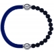 Apollon - Collection MiX - bracelet combinable cuir italien bleu - 10,25cm + pierre de lave 6mm - 10,25cm