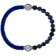 Apollon - Collection MiX - bracelet combinable cuir italien bleu - 10,25cm + obsidienne neige 6mm - 10,25cm