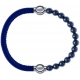 Apollon - Collection MiX - bracelet combinable cuir italien bleu - 10,25cm + hématite 6mm - 10,25cm