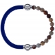 Apollon - Collection MiX - bracelet combinable cuir italien bleu - 10,25cm + agate jaspe 6mm - 10,25cm