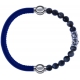 Apollon - Collection MiX - bracelet combinable cuir italien bleu - 10,25cm + sodalite 6mm - 10cm