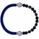Apollon - Collection MiX - bracelet combinable cuir italien bleu - 10,25cm + oeil de tigre - pierre de lave 6mm - 10,75cm