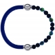 Apollon - Collection MiX - bracelet combinable cuir italien bleu - 10,25cm + agate teintée verte - pierre de lave 6mm - 10,75cm