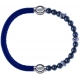 Apollon - Collection MiX - bracelet combinable cuir italien bleu - 10,25cm + hématite 6mm - 10cm