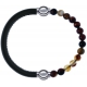 Apollon - Collection MiX - bracelet combinable cuir italien vert militaire - 10,25cm + agate marron 6mm - 10,25cm