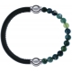 Apollon - Collection MiX - bracelet combinable cuir italien vert militaire - 10,25cm + agate verte mousse 6mm - 10,25cm