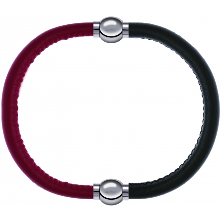Apollon - Collection MiX - bracelet combinable cuir italien rouge - 10,25cm + cuir italien vert militaire - 10,25cm