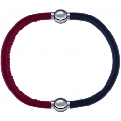 Apollon - Collection MiX - bracelet combinable cuir italien rouge - 10,25cm + cuir italien gris - 10,25cm