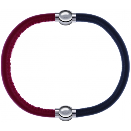 Apollon - Collection MiX - bracelet combinable cuir italien rouge - 10,25cm + cuir italien gris - 10,25cm