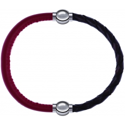 Apollon - Collection MiX - bracelet combinable cuir italien rouge - 10,25cm + cuir tressé italien marron - 10,5cm