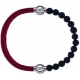 Apollon - Collection MiX - bracelet combinable cuir italien rouge - 10,25cm + pierre de lave 6mm - 10,25cm