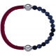 Apollon - Collection MiX - bracelet combinable cuir italien rouge - 10,25cm + obsidienne neige 6mm - 10,25cm