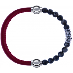 Apollon - Collection MiX - bracelet combinable cuir italien rouge - 10,25cm + sodalite 6mm - 10cm