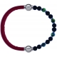 Apollon - Collection MiX - bracelet combinable cuir italien rouge - 10,25cm + agate teintée verte - pierre de lave 6mm - 10,75cm