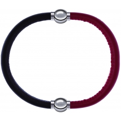 Apollon - Collection MiX - bracelet combinable cuir italien marron foncé - 10,25cm + cuir italien rouge - 10,25cm