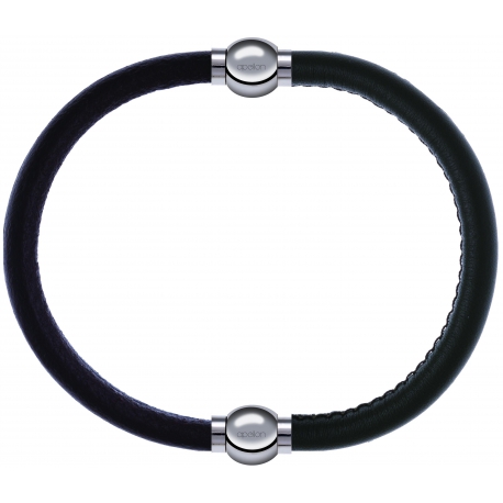 Apollon - Collection MiX - bracelet combinable cuir italien marron foncé - 10,25cm + cuir italien vert militaire - 10,25cm