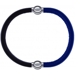 Apollon - Collection MiX - bracelet combinable cuir italien marron foncé - 10,25cm + cuir italien bleu - 10,25cm