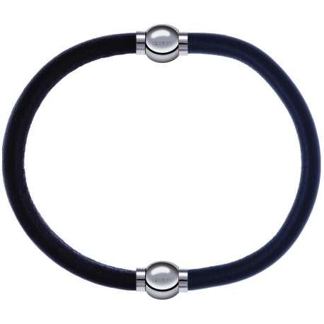 Apollon - Collection MiX - bracelet combinable cuir italien marron foncé - 10,25cm + cuir italien gris - 10,25cm
