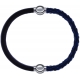 Apollon - Collection MiX - bracelet combinable cuir italien marron foncé - 10,25cm + cuir tressé italien bleu - 10,5cm