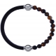 Apollon - Collection MiX - bracelet combinable cuir italien marron foncé - 10,25cm + oeil de tigre 6mm - 10,25cm