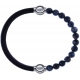 Apollon - Collection MiX - bracelet combinable cuir italien marron foncé - 10,25cm + labradorite 6mm - 10,25cm