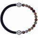Apollon - Collection MiX - bracelet combinable cuir italien marron foncé - 10,25cm + agate jaspe 6mm - 10,25cm
