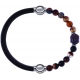Apollon - Collection MiX - bracelet combinable cuir italien marron foncé - 10,25cm + agate marron 6mm - Bouddha - 10cm