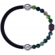 Apollon - Collection MiX - bracelet combinable cuir italien marron foncé - 10,25cm + agate verte 6mm - Bouddha - 10cm