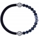 Apollon - Collection MiX - bracelet combinable cuir italien marron foncé - 10,25cm + sodalite 6mm - 10cm