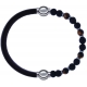 Apollon - Collection MiX - bracelet combinable cuir italien marron foncé - 10,25cm +oeil de tigre - pierre de lave 6mm - 10,75cm