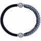 Apollon - Collection MiX - bracelet combinable cuir italien marron foncé - 10,25cm + chaines 2 tons noir et blancs - 10,25cm