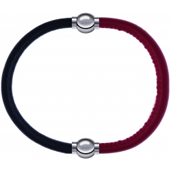 Apollon - Collection MiX - bracelet combinable cuir italien noir - 10,25cm + cuir italien rouge - 10,25cm