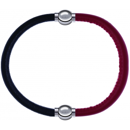 Apollon - Collection MiX - bracelet combinable cuir italien noir - 10,25cm + cuir italien rouge - 10,25cm