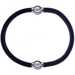 Apollon - Collection MiX - bracelet combinable cuir italien noir - 10,25cm + cuir italien gris - 10,25cm