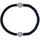 Apollon - Collection MiX - bracelet combinable cuir italien noir - 10,25cm + cuir tressé italien bleu - 10,5cm