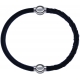 Apollon - Collection MiX - bracelet combinable cuir italien noir - 10,25cm + cuir tressé italien noir - 10,5cm