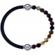 Apollon - Collection MiX - bracelet combinable cuir italien noir - 10,25cm + agate marron 6mm - 10,25cm