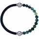 Apollon - Collection MiX - bracelet combinable cuir italien noir - 10,25cm + agate verte mousse 6mm - 10,25cm