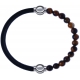 Apollon - Collection MiX - bracelet combinable cuir italien noir - 10,25cm + oeil de tigre 6mm - 10,25cm