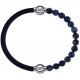 Apollon - Collection MiX - bracelet combinable cuir italien noir - 10,25cm + labradorite 6mm - 10,25cm