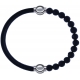 Apollon - Collection MiX - bracelet combinable cuir italien noir - 10,25cm + pierre de lave 6mm - 10,25cm