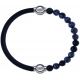 Apollon - Collection MiX - bracelet combinable cuir italien noir - 10,25cm + obsidienne neige 6mm - 10,25cm